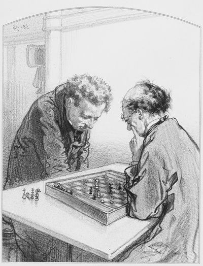 Chess, Plate 15 from Les Toquades, 1858 by Paul Gavarni